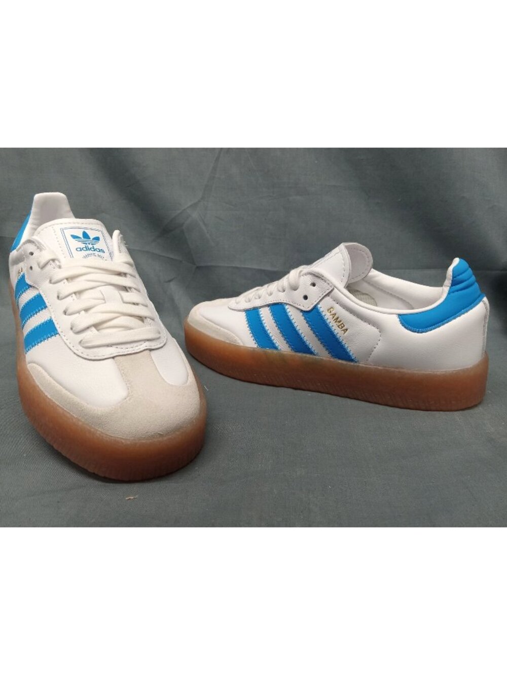 Adidas Samba OG J Sneaker JQ1236 Cloud White Bright Blue Boys Size 4 NEW NO BOX!